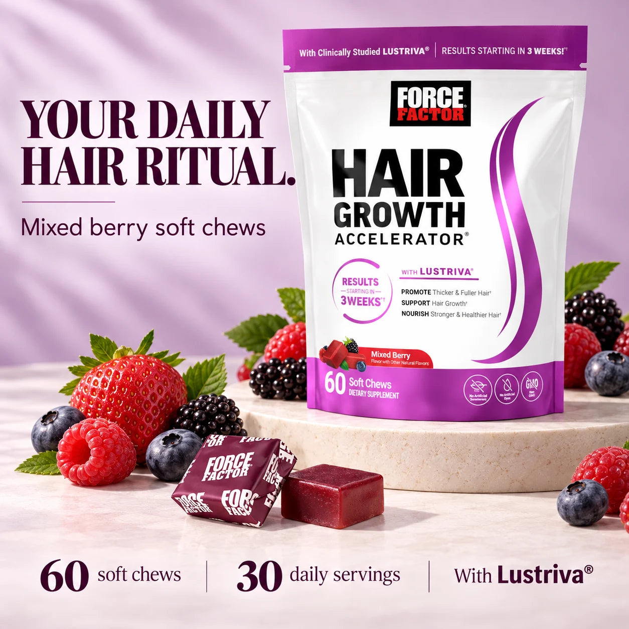 Hair Growth Soft Chews pouch